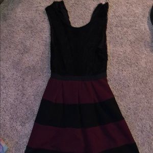 Maroon and black stripped dress